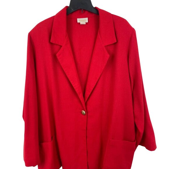 Roamans Red Blazer Jacket Women Size 20W Single Button Front Long Sleeve Pockets - Picture 3 of 9